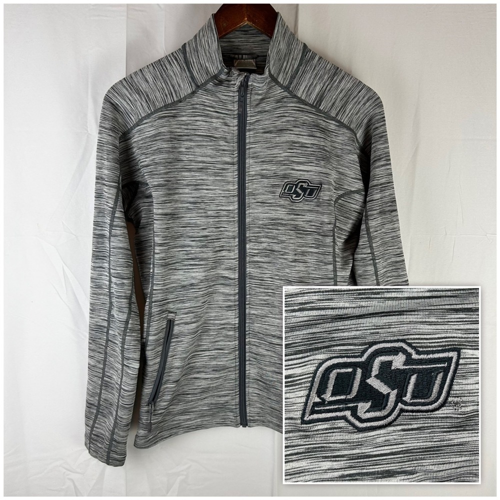 Levelwear Oklahoma State Cowboys Jacket Womens Medium Grey Space Dye Full Zip‎